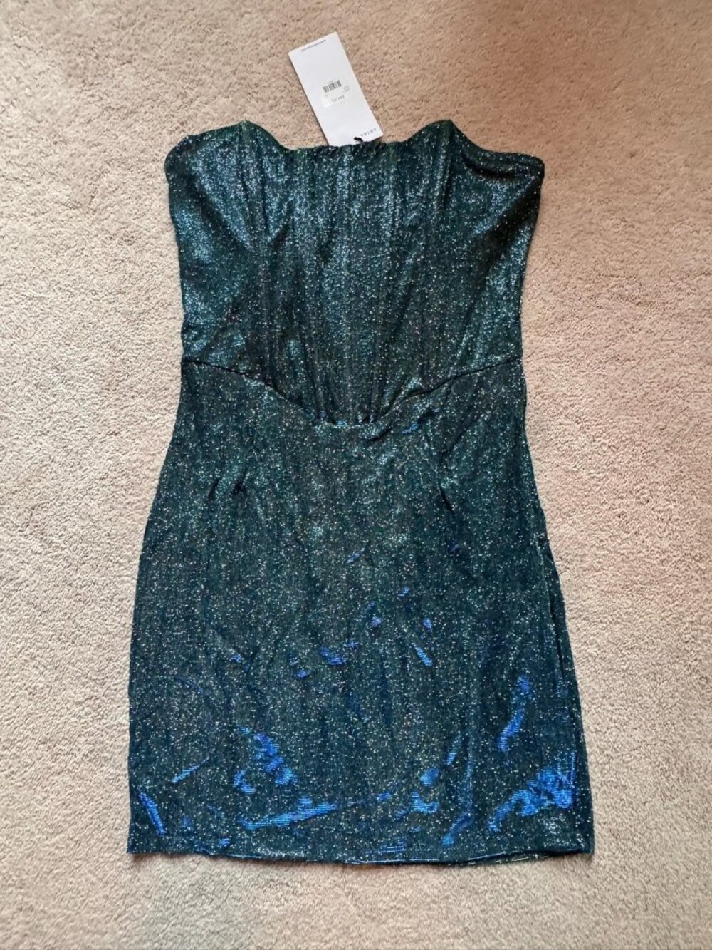 NWT Akira Strapless Green Sparkly Corset Mini Dress Size M